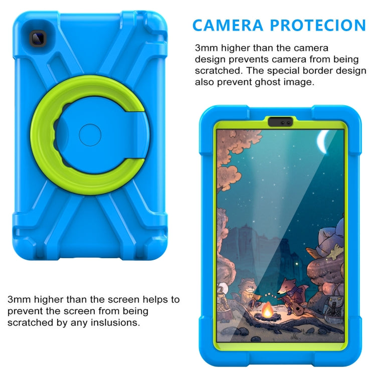 For Galaxy Tab A7 Lite T220/T225 PC + Silicone Shockproof Combination Case with 360 Degree Rotating Holder & Handle(Blue+Grass Green) - Tab A7 Lite T220 / T225 by buy2fix | Online Shopping UK | buy2fix