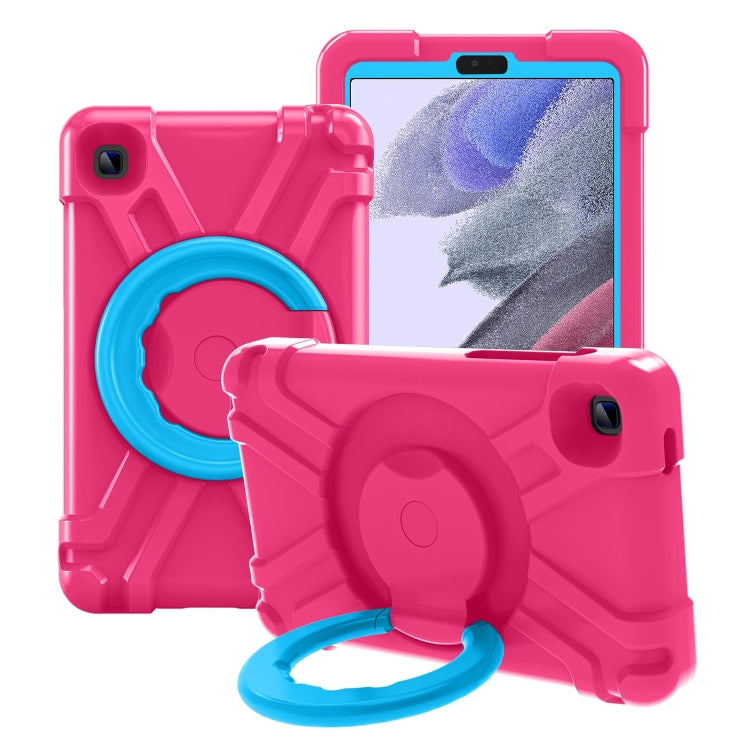 For Galaxy Tab A7 Lite T220/T225 PC + Silicone Shockproof Combination Case with 360 Degree Rotating Holder & Handle(Rose Red+Blue) - Tab A7 Lite T220 / T225 by buy2fix | Online Shopping UK | buy2fix