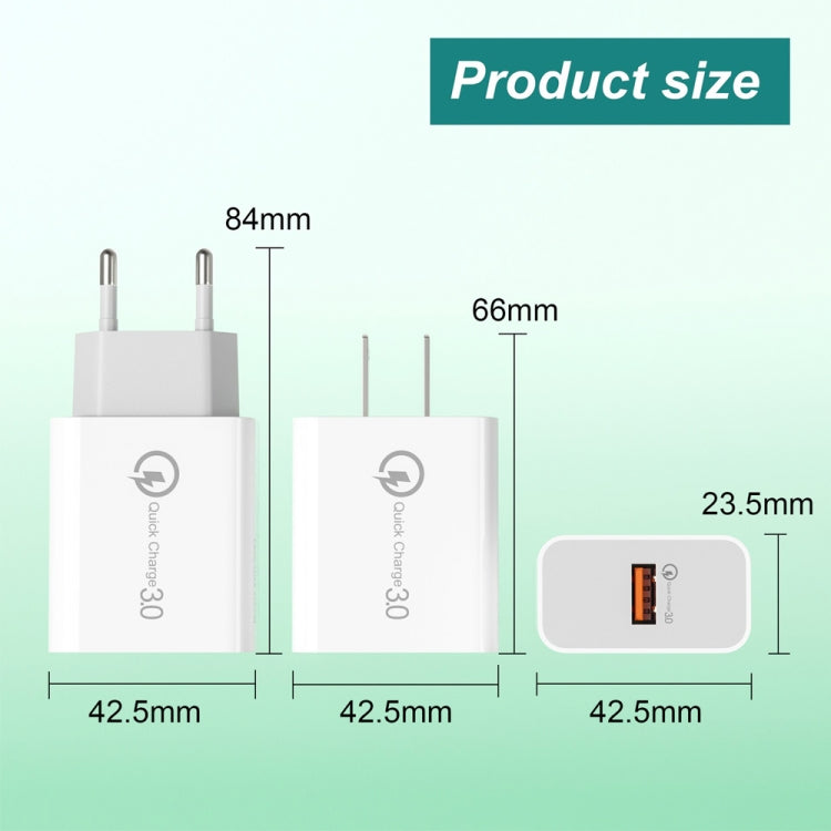 APD-2003 18W QC3.0 Single Port USB Charger with 1m USB to 8 Pin Data Cable(EU Plug) - Apple Accessories by buy2fix | Online Shopping UK | buy2fix