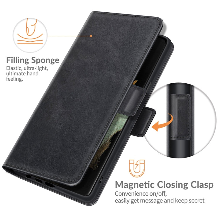 For Samsung Galaxy S22 Ultra 5G Dual-side Magnetic Buckle Horizontal Flip Leather Case with Holder & Card Slots & Wallet(Black) - Samsung Accessories by buy2fix | Online Shopping UK | buy2fix
