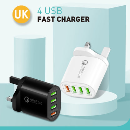 QC-04 QC3.0 + 3 x USB2.0 Multi-ports Charger with 3A USB to Type-C Data Cable, UK Plug(White) - Mobile Accessories by buy2fix | Online Shopping UK | buy2fix