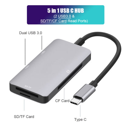 5 in 1 Data Read HUB Adapter with SD / TF / CF Card, Dual USB3.0 Ports - Computer & Networking by buy2fix | Online Shopping UK | buy2fix