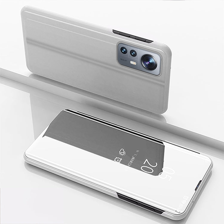 For Xiaomi 12 Pro Plated Mirror Horizontal Flip Leather Case with Holder(Silver) - Xiaomi Accessories by buy2fix | Online Shopping UK | buy2fix