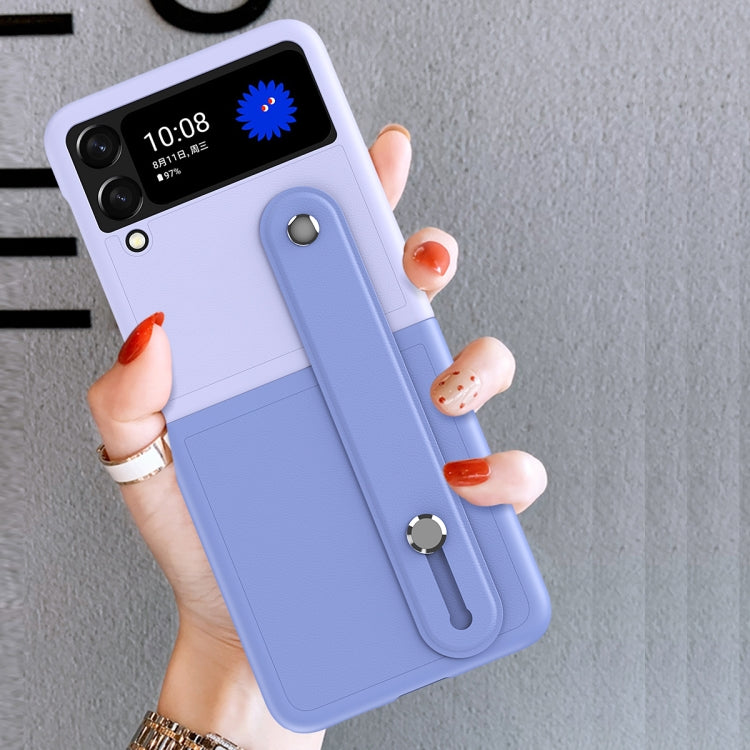 For Samsung Galaxy Z Flip3 5G Skin Contrast Wristband Folding Phone Case(Ice Blue + Dark Blue) - Samsung Accessories by buy2fix | Online Shopping UK | buy2fix