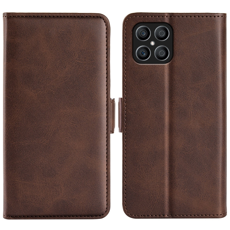 For Honor X8 Dual-side Magnetic Buckle Leather Phone Case(Brown) - Mobile Accessories by buy2fix | Online Shopping UK | buy2fix