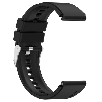 For Huawei Watch GT 3 Pro 46mm 22mm Protruding Head Silver Buckle Silicone Watch Band(Black) - Smart Wear by buy2fix | Online Shopping UK | buy2fix