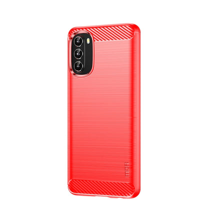 For Motorola Moto G 5G 2022 MOFI Gentleness Series Brushed Texture Carbon Fiber TPU Phone Case(Red) - Motorola Cases by MOFI | Online Shopping UK | buy2fix