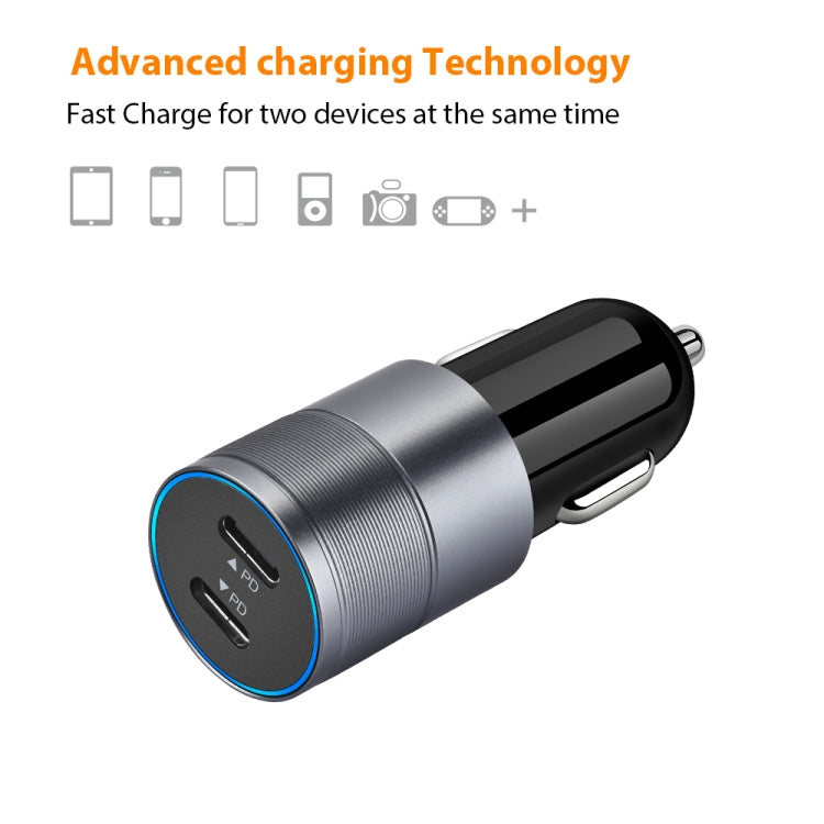 PD 40W Dual PD3.0 Type-C Car Charger(Black) - Car Charger by buy2fix | Online Shopping UK | buy2fix