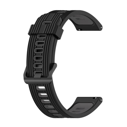 For Amazfit GTR 2 22mm Vertical Pattern Two-Color Silicone Watch Band(Black+Grey) - Watch Bands by buy2fix | Online Shopping UK | buy2fix