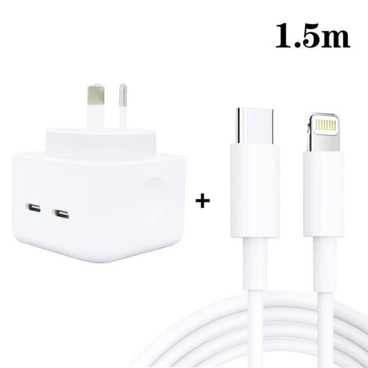 SDC-40W Dual PD USB-C / Type-C Ports Charger with 1.5m Type-C to 8 Pin Cable, AU Plug - USB Charger by buy2fix | Online Shopping UK | buy2fix