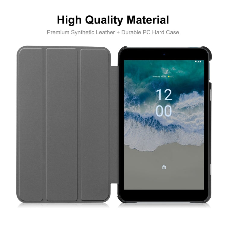 For Nokia T10 ENKAY Tri-fold Custer Texture Leather Smart Tablet Case(Dark Blue) - Others by ENKAY | Online Shopping UK | buy2fix