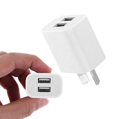 Mini Dual Port USB Charger with USB to 8 Pin Data Cable, AU Plug - USB Charger by buy2fix | Online Shopping UK | buy2fix