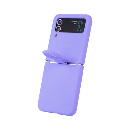 For Samsung Galaxy Flip 3 Silicone Integrated Ring Buckle Phone Case(Purple) - Samsung Accessories by buy2fix | Online Shopping UK | buy2fix