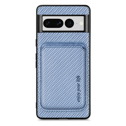 For Google Pixel 7 Pro Carbon Fiber Leather Card Magsafe Phone Case(Blue) - Google Cases by buy2fix | Online Shopping UK | buy2fix
