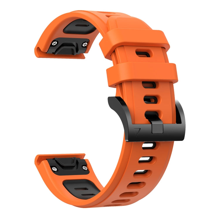 For Garmin Fenix 7X Solar 26mm Two-Color Sports Silicone Watch Band(Orange+Black) - Watch Bands by buy2fix | Online Shopping UK | buy2fix