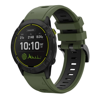 For Garmin Enduro 26mm Two-Color Sports Silicone Watch Band(Army Green + Black) - Watch Bands by buy2fix | Online Shopping UK | buy2fix