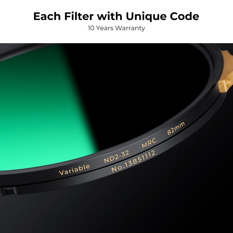 K&F CONCEPT KF01.1999 82mm Nano-X PRO Series ND2-ND32 Filter HD Ultra-Thin Copper Frame 36-Layer Coating Anti-Reflection Green Film - Camera Accessories by K&F | Online Shopping UK | buy2fix