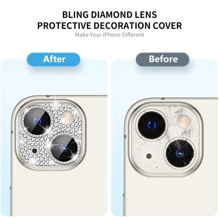 For iPhone 14 / 14 Plus ENKAY Hat-Prince Blink Diamond Camera Lens Aluminium Alloy Tempered Glass Film(Sierra Blue) - iPhone 14 Tempered Glass by ENKAY | Online Shopping UK | buy2fix