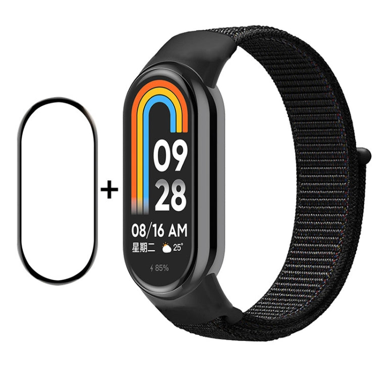 For Xiaomi Mi Band 8 ENKAY Hat-Prince 2 in 1 Set Full Coverage Screen Protector + Nylon Loop Watch Band(Black) - Watch Bands by ENKAY | Online Shopping UK | buy2fix