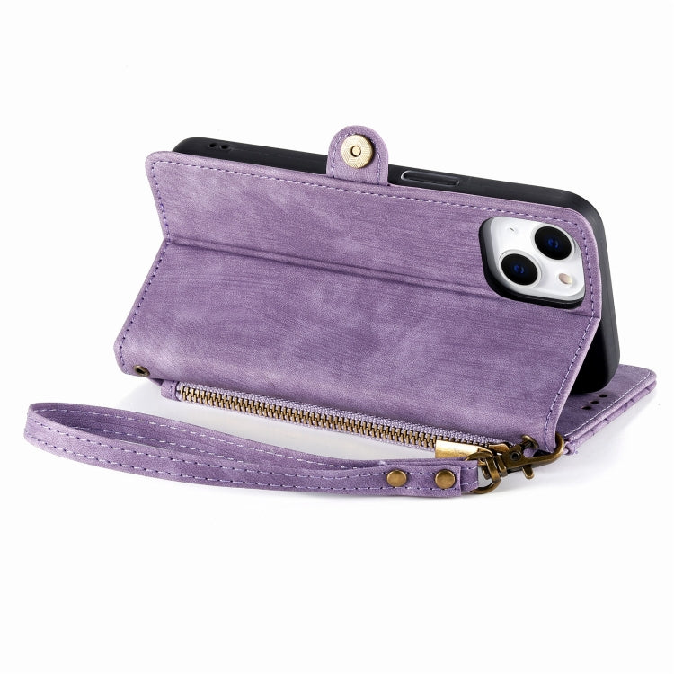 For iPhone 11 Pro Max Geometric Zipper Wallet Side Buckle Leather Phone Case(Purple) - iPhone 11 Pro Max Cases by buy2fix | Online Shopping UK | buy2fix