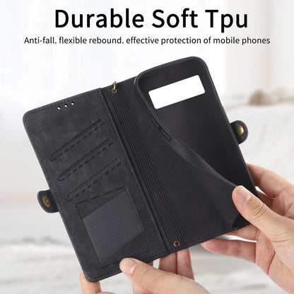 For Google Pixel 7 Geometric Zipper Wallet Side Buckle Leather Phone Case(Black) - Google Cases by buy2fix | Online Shopping UK | buy2fix