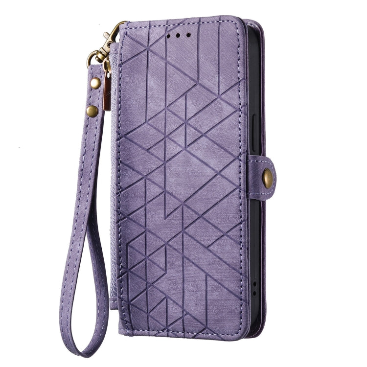 For Google Pixel 6 Geometric Zipper Wallet Side Buckle Leather Phone Case(Purple) - Google Cases by buy2fix | Online Shopping UK | buy2fix