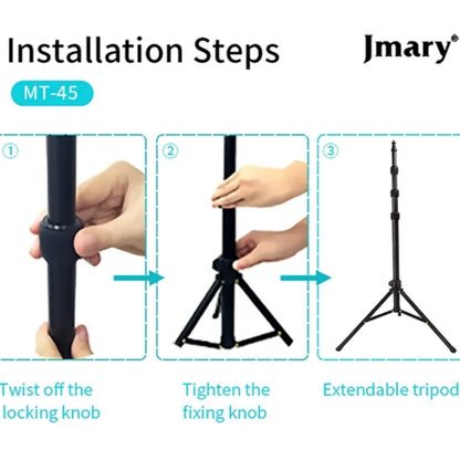 JMARY MT45 Cell Phone Clip Camera Mount Holder Telescopic Selfie Stick Outdoor Tripod Stand - Tripods by buy2fix | Online Shopping UK | buy2fix