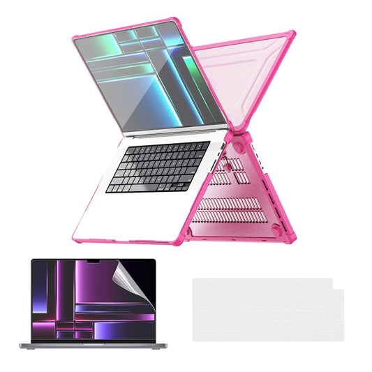 For MacBook Pro 14.2 A2442/A2779 ENKAY Hat-Prince 3 in 1 Protective Bracket Case Cover Hard Shell with TPU Keyboard Film / PET Screen Protector, Version:US(Pink) - MacBook Pro Cases by ENKAY | Online Shopping UK | buy2fix