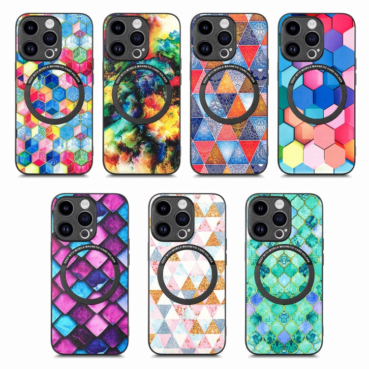 For iPhone 15 Pro Max Colored Drawing Leather Back Phone Case(Colorful Cloud) - iPhone 15 Pro Max Cases by buy2fix | Online Shopping UK | buy2fix