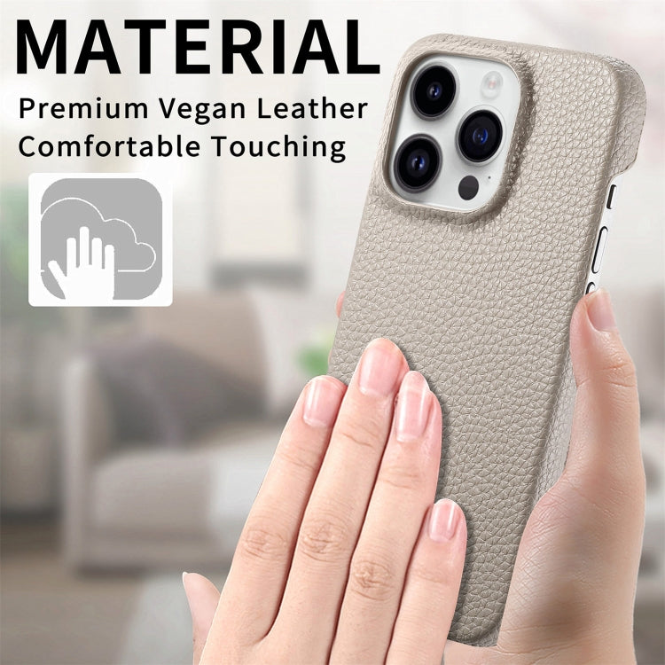 For iPhone 15 Pro Max Litchi Oil Edge Leather Back Phone Case(Khaki) - iPhone 15 Pro Max Cases by buy2fix | Online Shopping UK | buy2fix