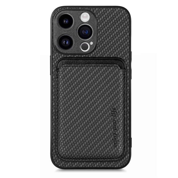 For iPhone 15 Pro Max Carbon Fiber Leather Card Magsafe Phone Case(Black) - iPhone 15 Pro Max Cases by buy2fix | Online Shopping UK | buy2fix