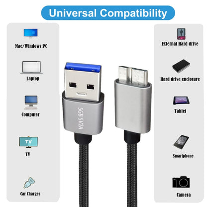 JUNSUNMAY USB 3.0 Male to Micro-B Cord Cable Compatible with Samsung Camera Hard Drive, Length:5m - USB Cable by JUNSUNMAY | Online Shopping UK | buy2fix