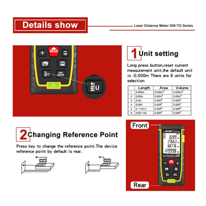 SNDWAY Double Horizontal bubble Rangefinder Laser Distance Meter Range Hand Tool Device SW-TG50 - Laser Rangefinder by SNDWAY | Online Shopping UK | buy2fix