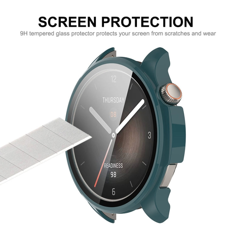 For Amazfit Balance A2286 ENKAY Hat-Prince Full Coverage Tempered Glass Film Integrated PC Watch Case(Dark Blue) - Watch Cases by ENKAY | Online Shopping UK | buy2fix