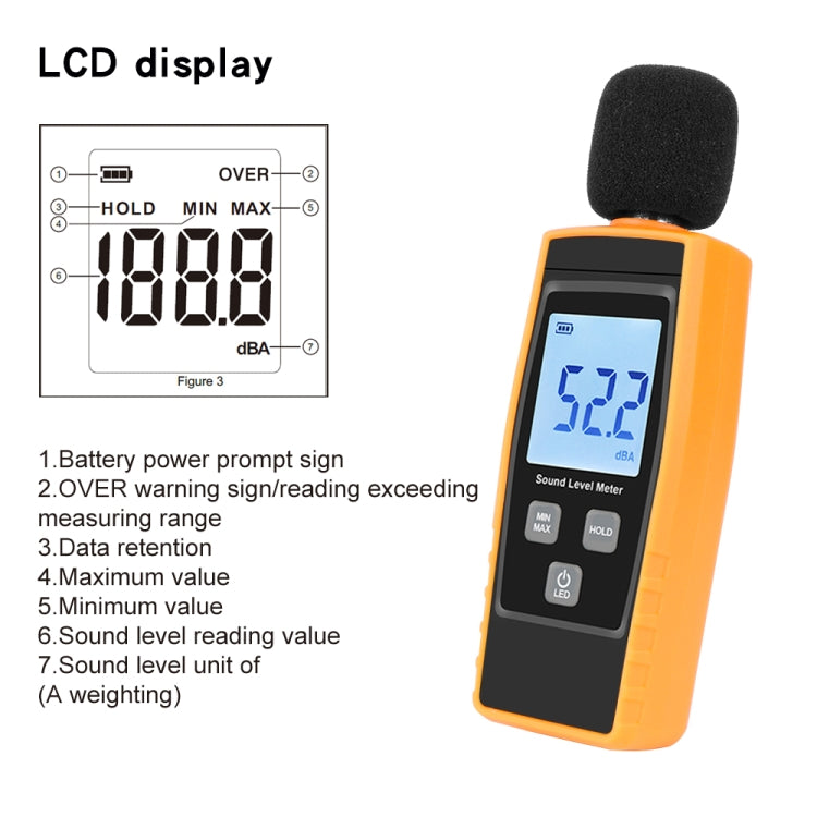 RZ1359 Digital Sound Level Meter DB Meters Noise Tester in Decibels LCD Screen - Consumer Electronics by buy2fix | Online Shopping UK | buy2fix