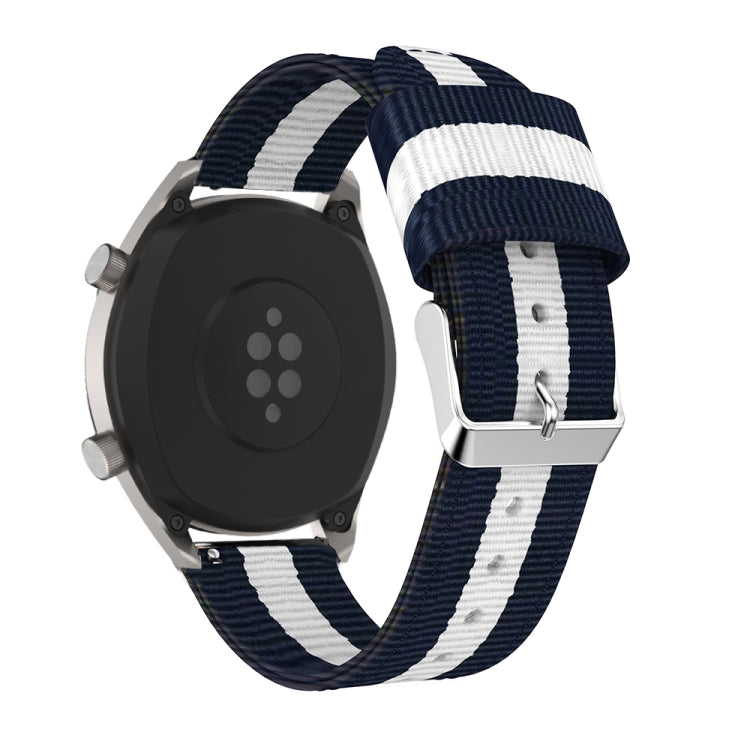 22mm For Huawei Watch GT2e GT2 46mm Nylon single ring strap(Navy White) - Watch Bands by buy2fix | Online Shopping UK | buy2fix