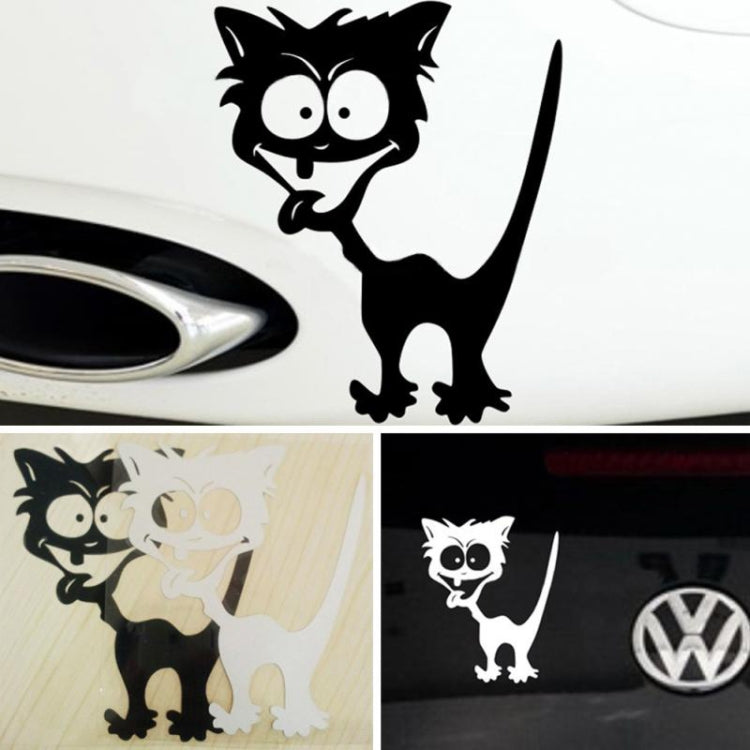 10 PCS Cat Pattern Car Styling Sticker Reflective Waterproof Vinyl Funny Car Sticker, Size: 13×11cm(Black) - Decorative Sticker by buy2fix | Online Shopping UK | buy2fix