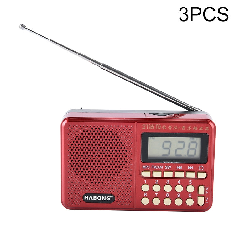 3 PCS HABONG KK-170 Portable 21 Bands FM/AM/SW Radio Rechargeable Radio Receiver Speaker,  Support USB / TF Card / MP3 Music Player - Consumer Electronics by buy2fix | Online Shopping UK | buy2fix