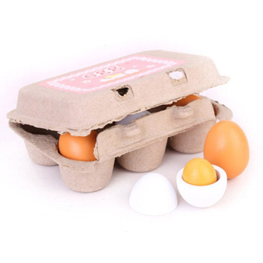 6 PCS Wooden Eggs Yolks Simulated Kitchen Food Cooking Toys Set Pretend Play For Children - Pretend Play Toys by buy2fix | Online Shopping UK | buy2fix