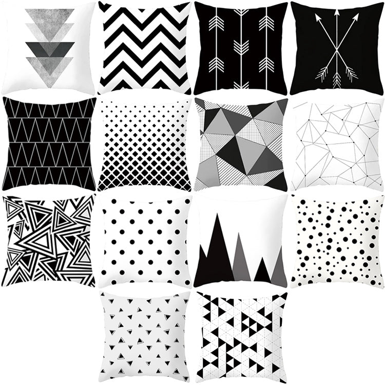 2 PCS Black and White Simple and Modern Geometric Abstract Decorative Pillowcases Polyester Throw Pillow Case(8) - Home & Garden by buy2fix | Online Shopping UK | buy2fix