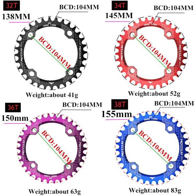 MOTSUV Narrow Wide Chainring MTB  Bicycle 104BCD Tooth Plate Parts(Green) - Outdoor & Sports by MOTSUV | Online Shopping UK | buy2fix