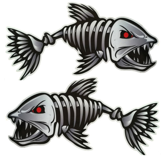 10 PCS Horror Skeleton Shark Fishing Daren Cover Scratch Reflective Waterproof Personality Body Sticker 25*13cm - Decorative Sticker by buy2fix | Online Shopping UK | buy2fix