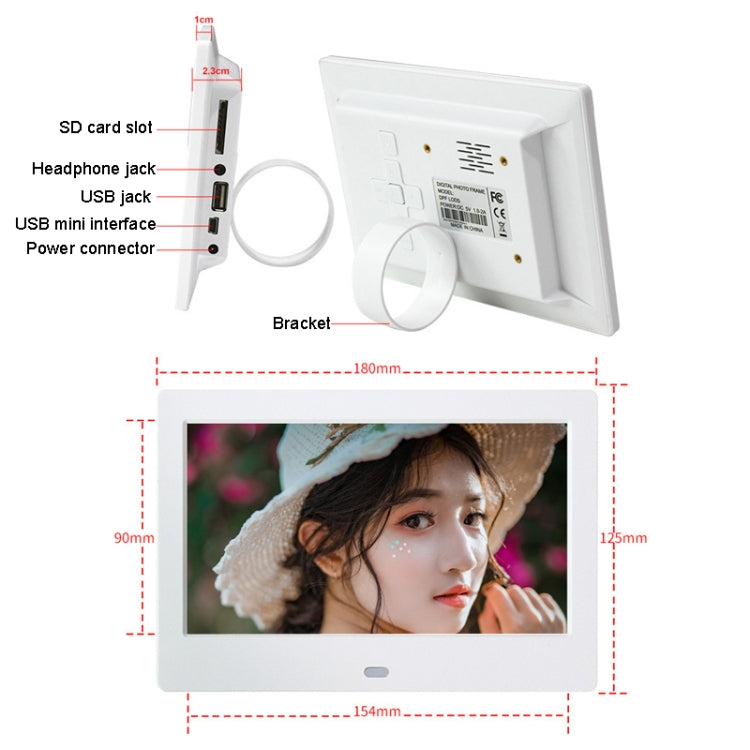 DPF-706 7 inch Digital Photo Frame LED Wall Mounted Advertising Machine, Plug:EU Plug(Black) - Consumer Electronics by buy2fix | Online Shopping UK | buy2fix