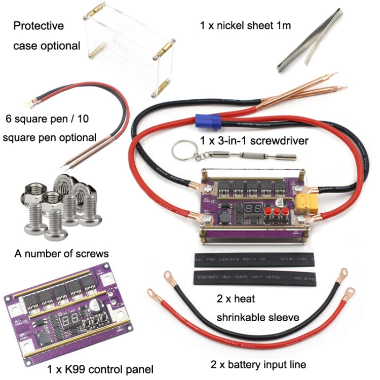 Compatible Version 12V Digital Display DIY Battery Spot Welding Machine Pen Control, Style:10 Square Pen - Home & Garden by buy2fix | Online Shopping UK | buy2fix