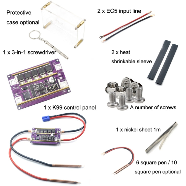 Start Treasure Version 12V Digital Display DIY Battery Spot Welding Machine Pen Control, Style:10 Square Pen - Home & Garden by buy2fix | Online Shopping UK | buy2fix