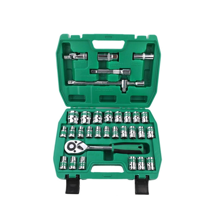 TUOSEN 32 In 1 Sleeve Combination Tool Auto Repair Tool Casing Wrench Set, Style:Green Belt - In Car by buy2fix | Online Shopping UK | buy2fix