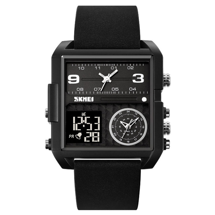 SKMEI 2021 Square Large Dial Triple Movement Men Sports Watch(Black Black Machine) - LED Digital Watches by SKMEI | Online Shopping UK | buy2fix