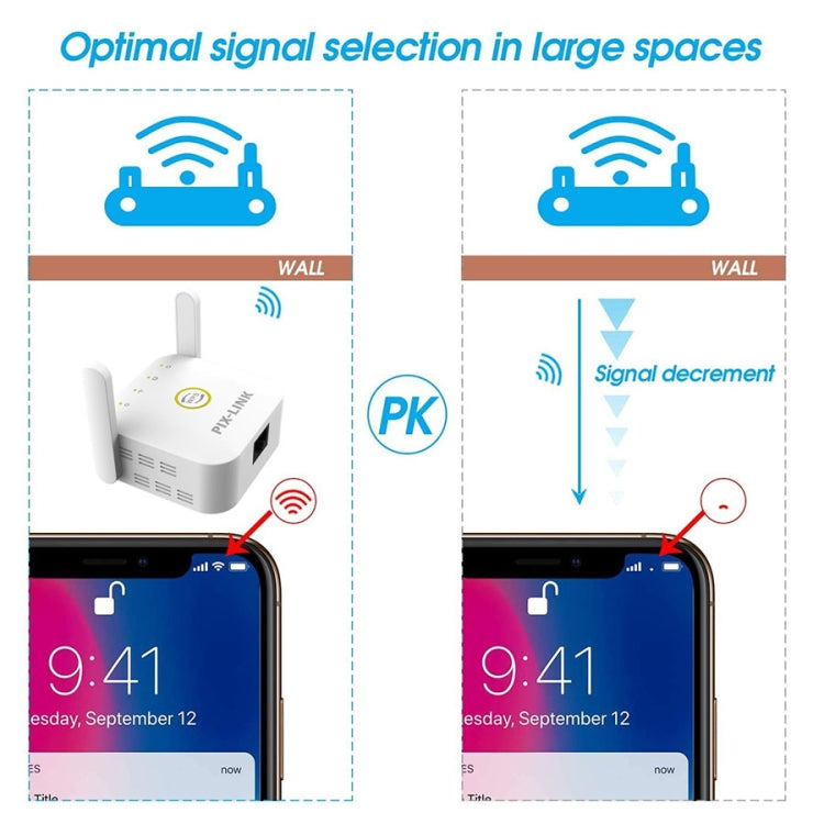 PIX-LINK WR22 300Mbps Wifi Wireless Signal Amplification Enhancement Extender, Plug Type:AU Plug(Black) - Wireless Routers by PIX-LINK | Online Shopping UK | buy2fix