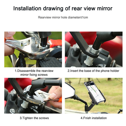 Bicycle Mobile Phone Holder Motorcycle Electric Car Navigation Mobile Phone Holder, Style:Rearview Mirrors(Black) - Holders by buy2fix | Online Shopping UK | buy2fix