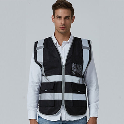 Multi-pockets Safety Vest Reflective Workwear Clothing, Size:M-Chest 112cm(Black) - Reflective Safety Clothing by buy2fix | Online Shopping UK | buy2fix